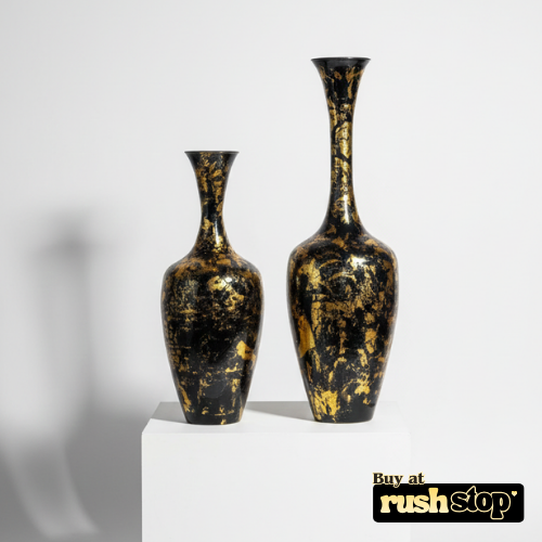 Imperial Noir & Gold Splatter Floor Vases