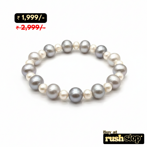 Iridescent Silver-Peach Freshwater Pearl Bracelet