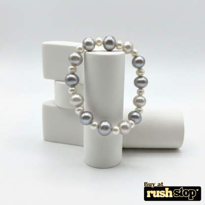 Iridescent Silver-Peach Freshwater Pearl Bracelet