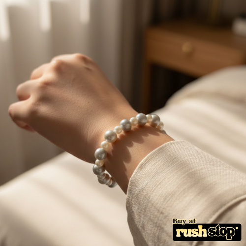 Iridescent Silver-Peach Freshwater Pearl Bracelet