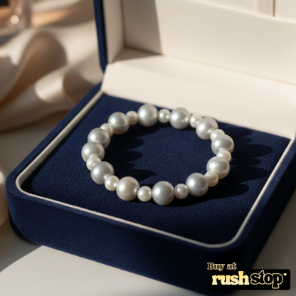 Iridescent Silver-Peach Freshwater Pearl Bracelet