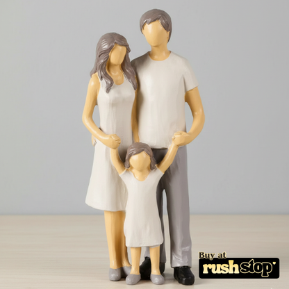 Joyful family of three figurine modern parent and child sculpture