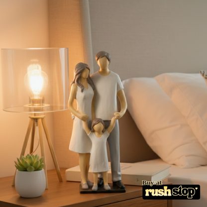 Joyful family of three figurine modern parent and child sculpture