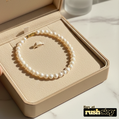 Rush Stop natural freshwater pearl necklace with organic pearl texture and classic single strand design