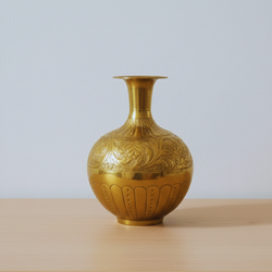 Luxury Handcrafted Brass Vase with Floral Engraving
