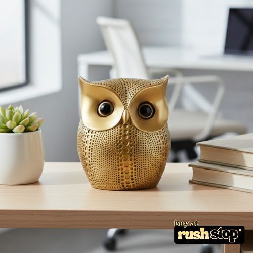 Luxury golden owl resin art figurine home decor