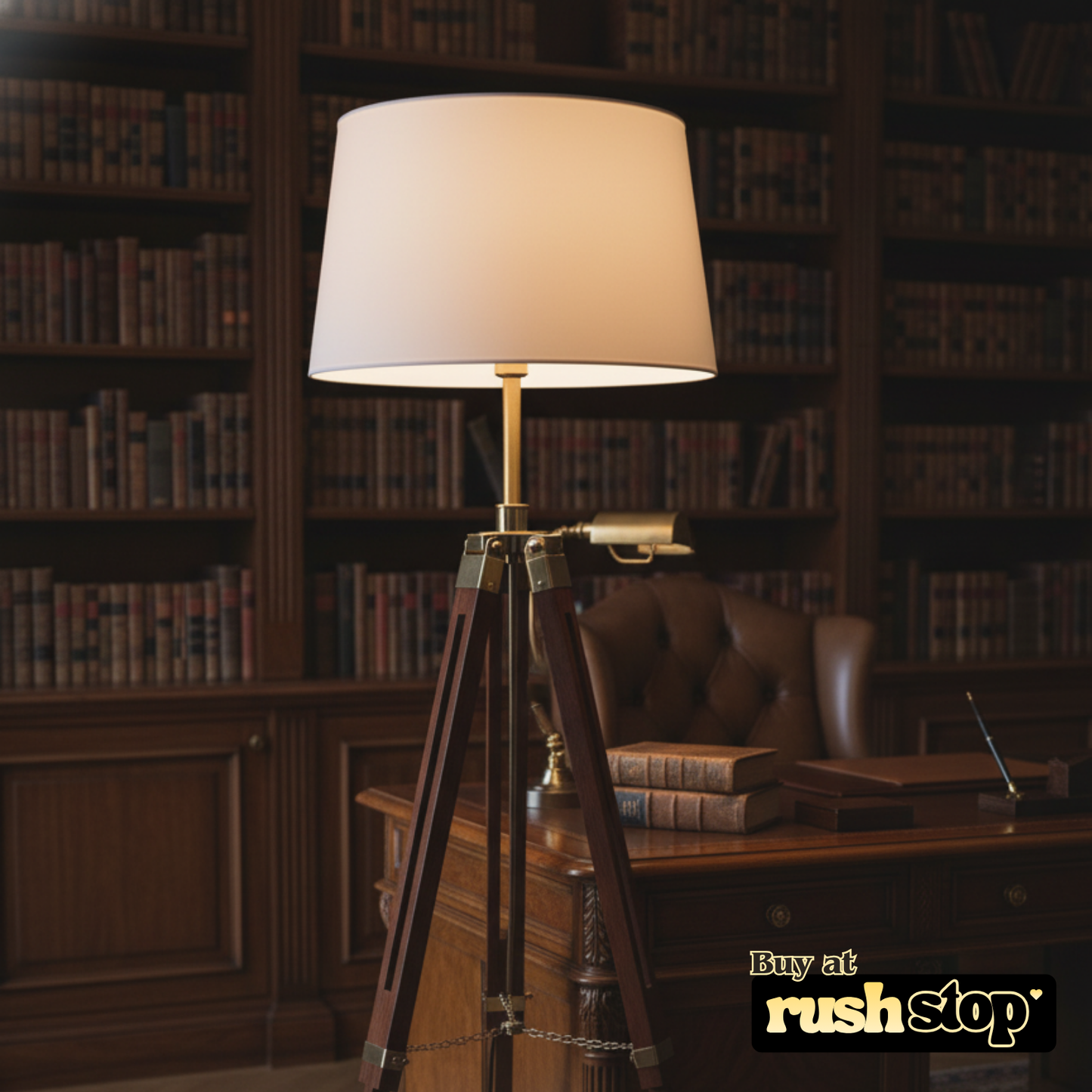 Nautical wooden tripod floor lamp, designer resin sculpture, handcrafted decor India, premium resin decor India – Rush Stop, free shipping home decor India.