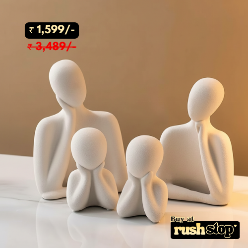 Nordic minimalist white family sculpture set of four abstract human figurines