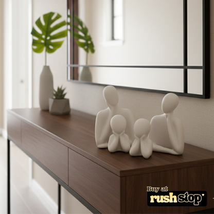 Nordic minimalist white family sculpture set of four abstract human figurines