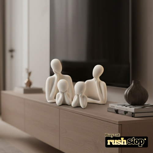Nordic minimalist white family sculpture set of four abstract human figurines