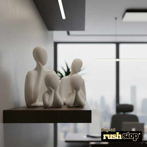 Nordic minimalist white family sculpture set of four abstract human figurines