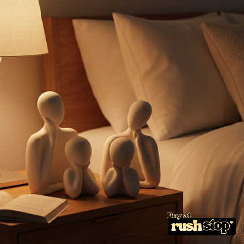 Nordic minimalist white family sculpture set of four abstract human figurines