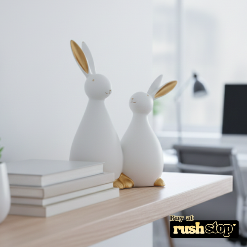 Nordic minimalist white and gold ceramic rabbit sculpture modern decor