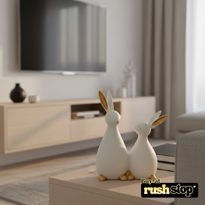 Nordic minimalist white and gold ceramic rabbit sculpture modern decor