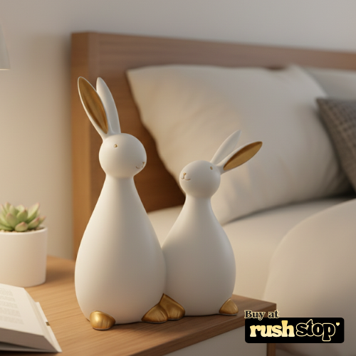 Nordic minimalist white and gold ceramic rabbit sculpture modern decor