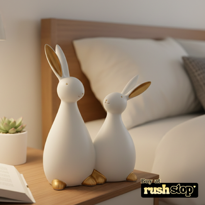 Nordic minimalist white and gold ceramic rabbit sculpture modern decor