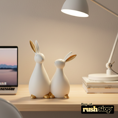 Nordic minimalist white and gold ceramic rabbit sculpture modern decor