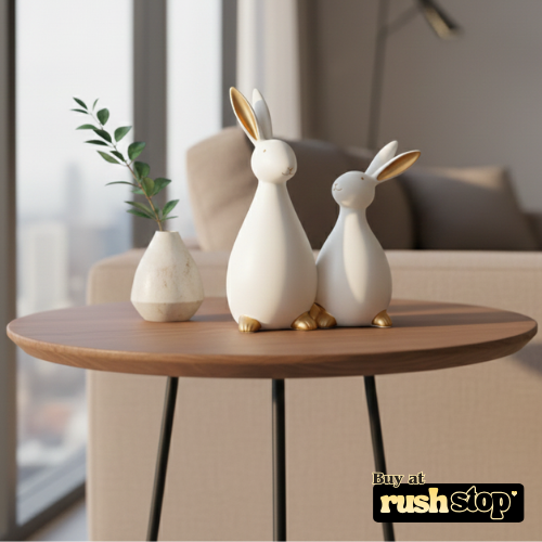 Nordic minimalist white and gold ceramic rabbit sculpture modern decor