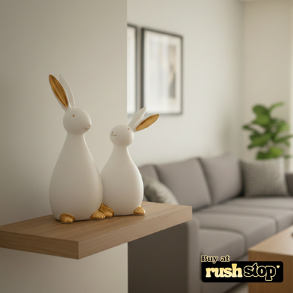 Nordic minimalist white and gold ceramic rabbit sculpture modern decor