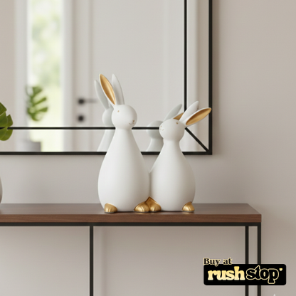 Nordic minimalist white and gold ceramic rabbit sculpture modern decor
