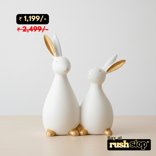 Nordic minimalist white and gold ceramic rabbit sculpture modern decor