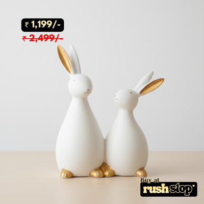 Nordic minimalist white and gold ceramic rabbit sculpture modern decor