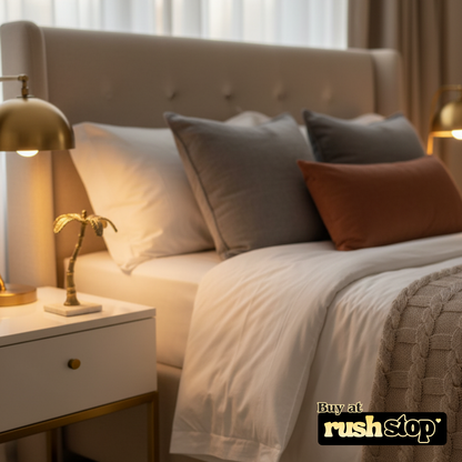 Handcrafted golden palm tree, designer resin sculpture, premium resin decor India – Rush Stop, free shipping home decor India.