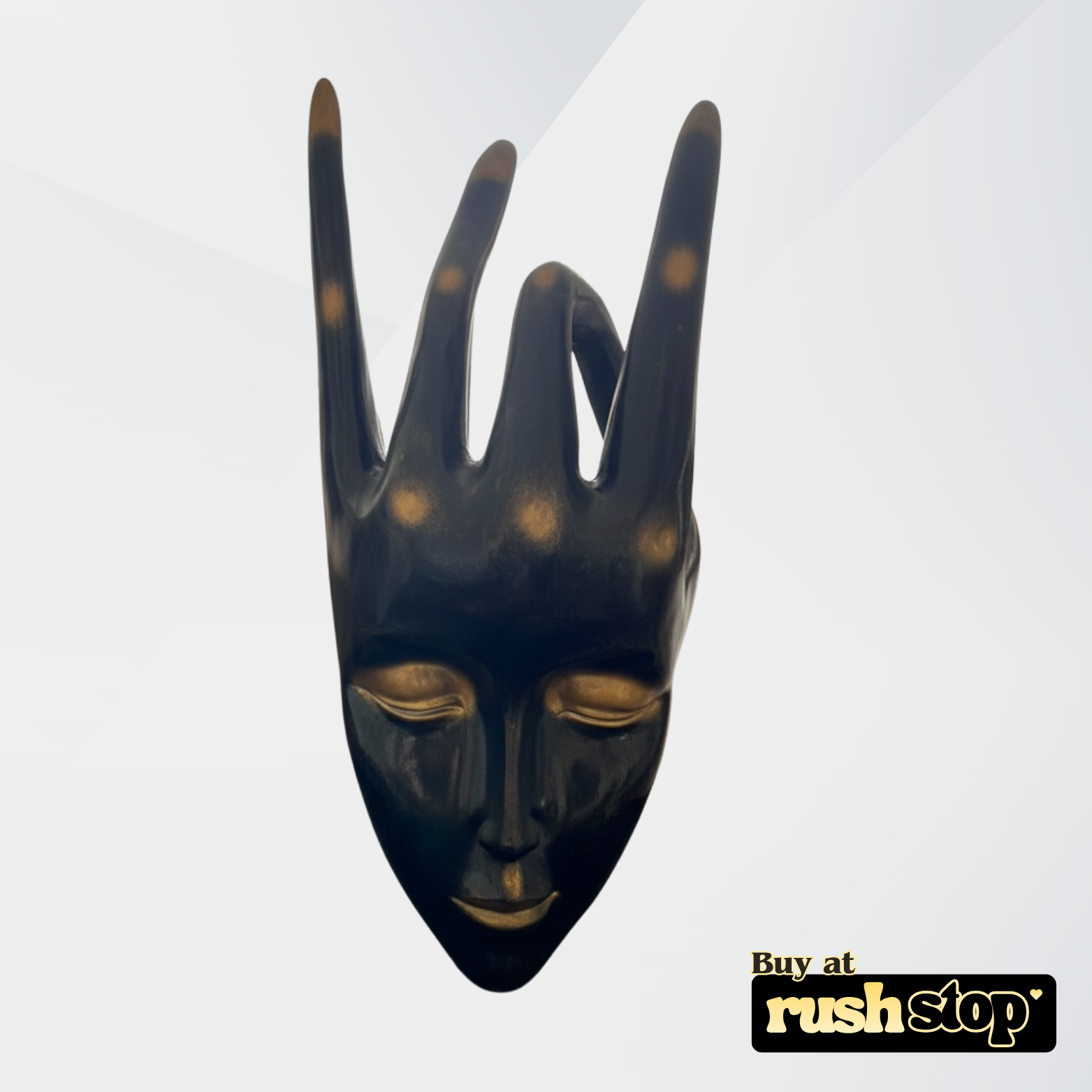 Resin Hand Mundra Zen Face, modern resin figurine, handcrafted decor India – Rush Stop, free shipping home decor India.