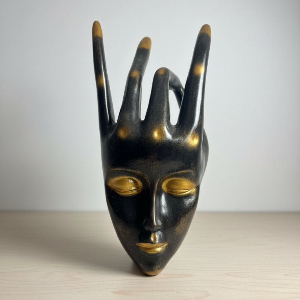 Resin Abstract Mukhota Zen Face Sculpture