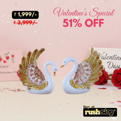 Royal Golden-Feathered Swan Pair