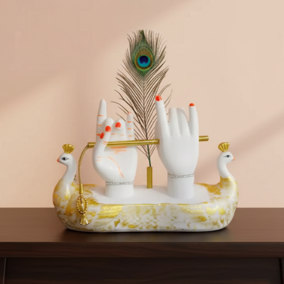 Gold-Plated Lord Krishna Hands with Flute – Spiritual Home Decor