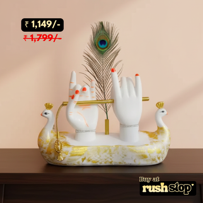 Gold-Plated Lord Krishna Hands with Flute – Spiritual Home Decor