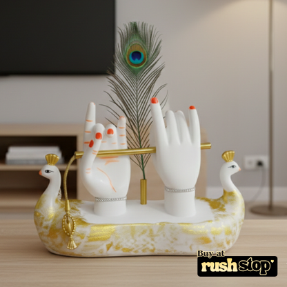 Lord Krishna hands with flute gold plated spiritual idol