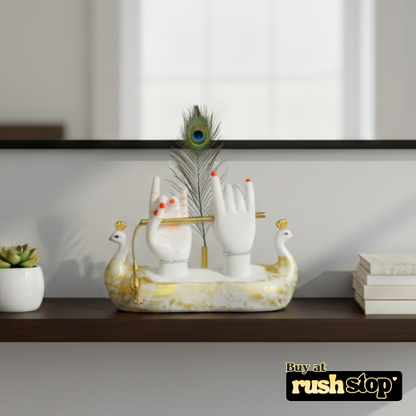Lord Krishna hands with flute gold plated spiritual idol