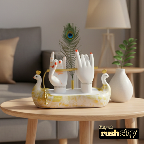 Lord Krishna hands with flute gold plated spiritual idol