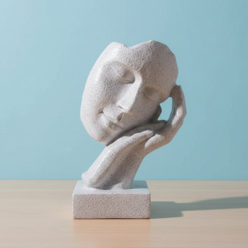 Serene Sleeping Face on Hand Sculpture