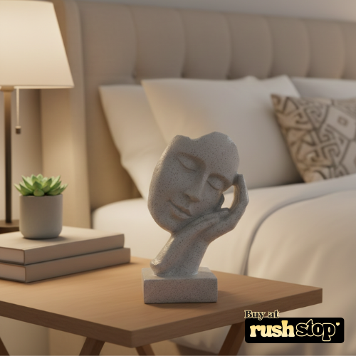 Serene sleeping face on hand sculpture modern abstract decor