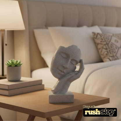 Serene sleeping face on hand sculpture modern abstract decor