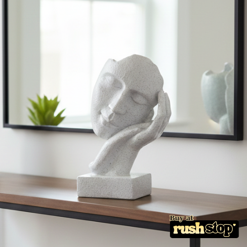 Serene sleeping face on hand sculpture modern abstract decor