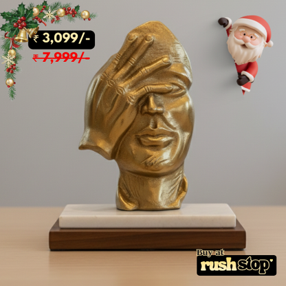 Silence Golden Thinker Golden Polyresin Statue