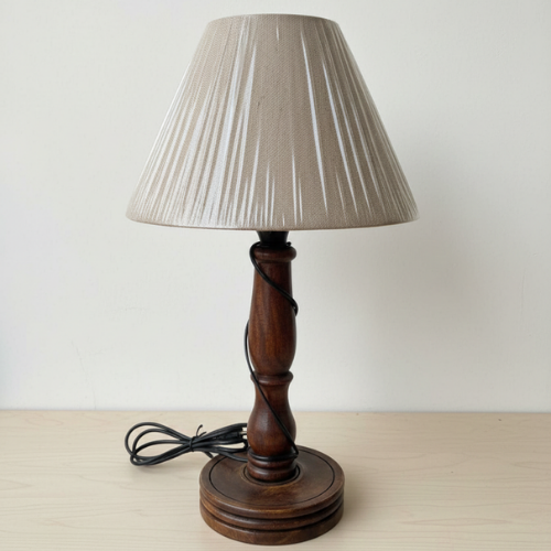 Vintage Handcrafted Mahogany Wood Table Lamp