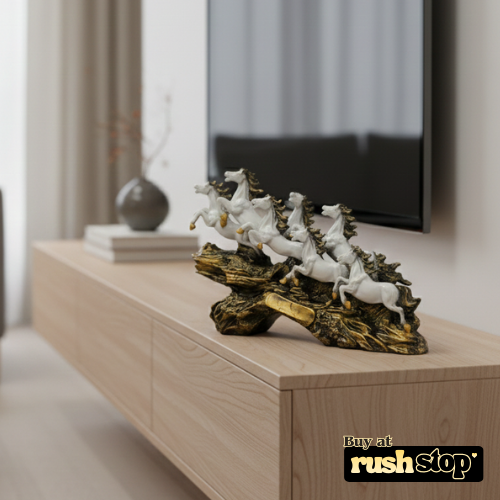 Vastu Shastra seven running horses statue white horses success decor