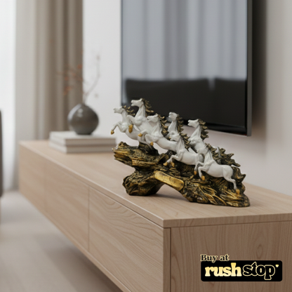 Vastu Shastra seven running horses statue white horses success decor