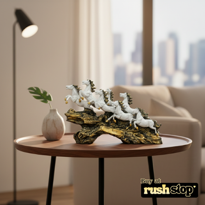 Vastu Shastra seven running horses statue white horses success decor