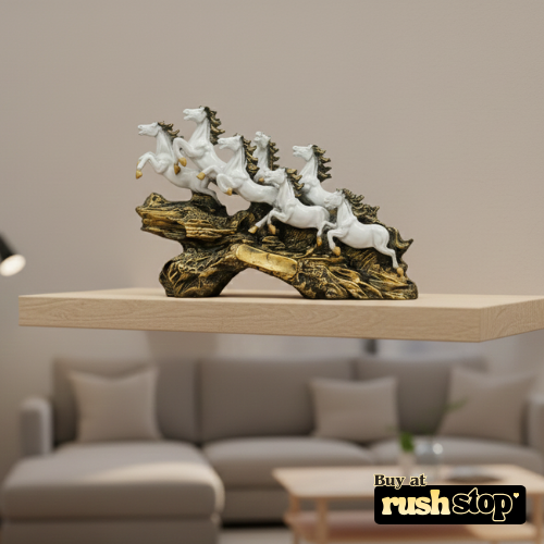 Vastu Shastra seven running horses statue white horses success decor