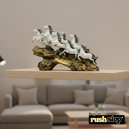 Vastu Shastra seven running horses statue white horses success decor