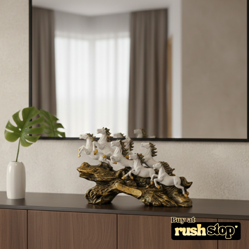 Vastu Shastra seven running horses statue white horses success decor