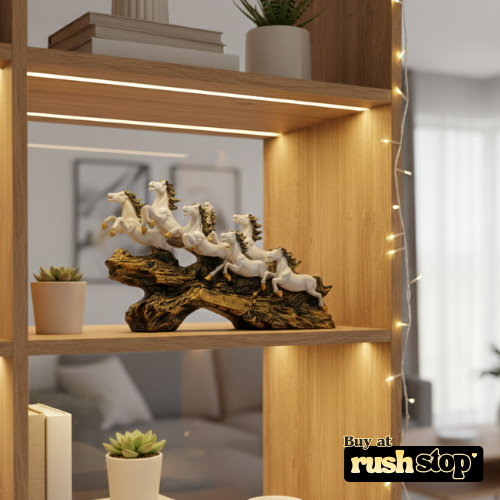 Vastu Shastra seven running horses statue white horses success decor