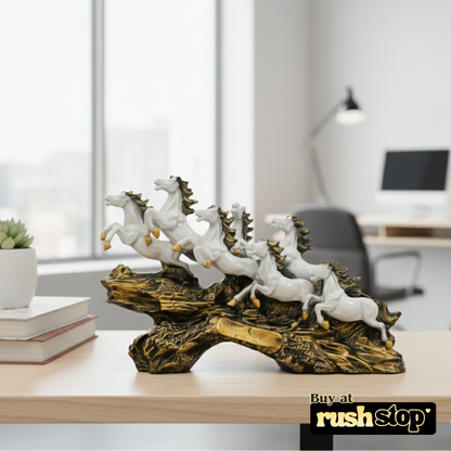 Vastu Shastra seven running horses statue white horses success decor