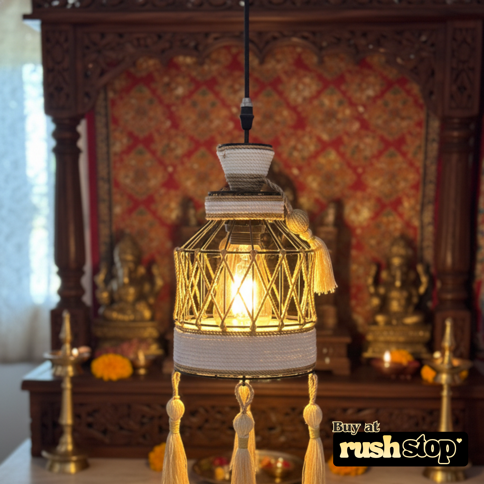 Vintage hanging pendant ceiling light, designer resin sculpture, handcrafted decor India, premium resin decor India – Rush Stop, free shipping home decor India.